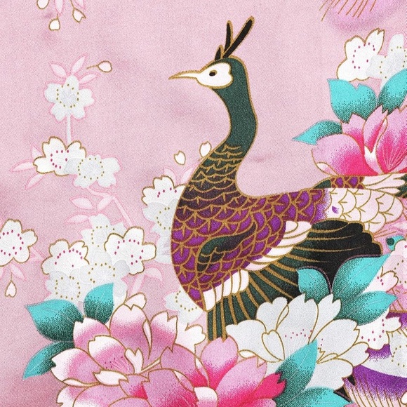 Kimono Long Robes Peacock and Blossoms Prints - Picture 4 of 6